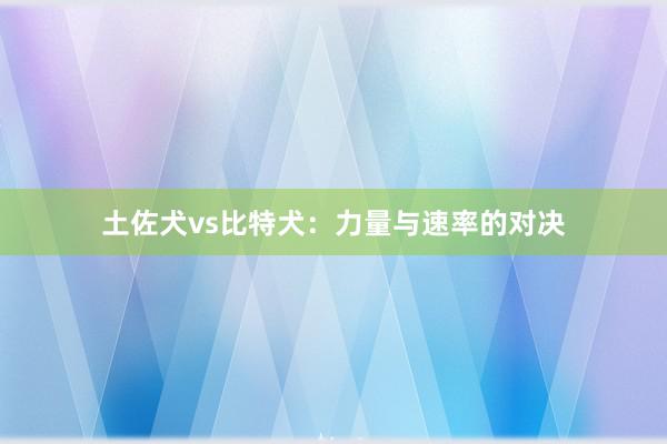 土佐犬vs比特犬：力量与速率的对决